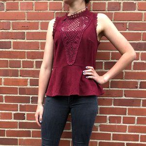 Alya Suede Peplum Maroon Top